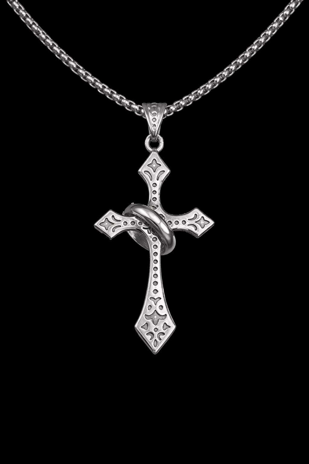 Naszyjnik Krzyż z pierścieniem