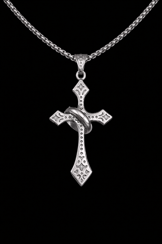 Naszyjnik Krzyż z pierścieniem